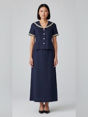VTG Jessica Howard Sailor Maxi Dress Set Linen